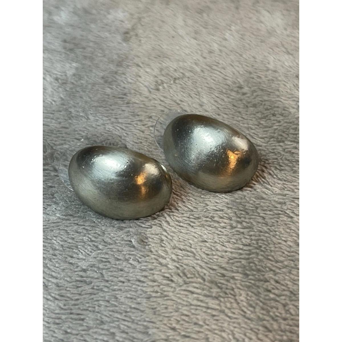 Vtg Bergere Silver Tone Dome Pierced Earrings 18$